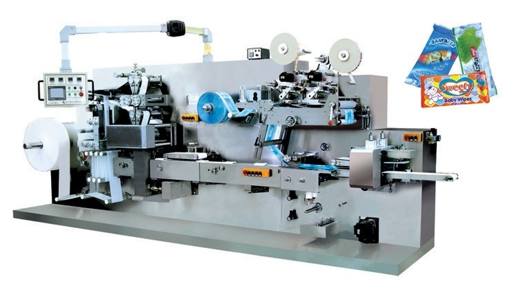 Wet wipe production machine with packaged output